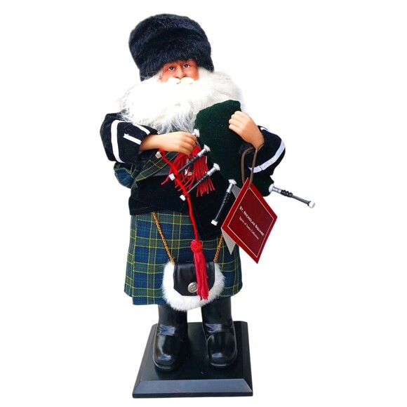 NEW St. Nicholas Square Scottish Santa Bag Piper Figure Tabletop 18" Figurine - Picture 2 of 5